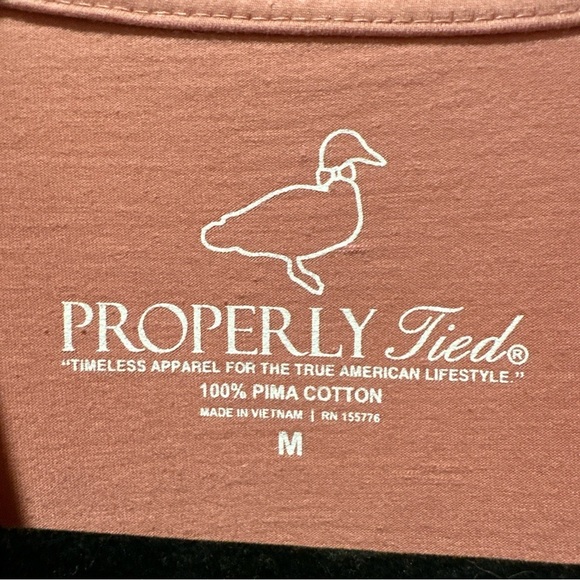 Properly Tied Mens MOyster Tray T Shirt Salmon 100% Pima Cotton Front Pocket - Picture 6 of 7